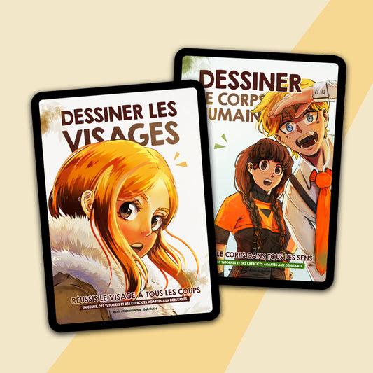 Ebook T1 & T2  : Apprends à dessiner le corps et le visage ( dessin manga & classique )